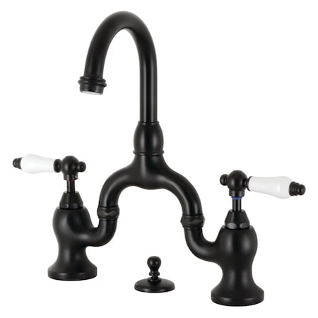 Kingston Brass Bridge Bathroom Faucet with Brass PopUp, Matte Black KS7990PL